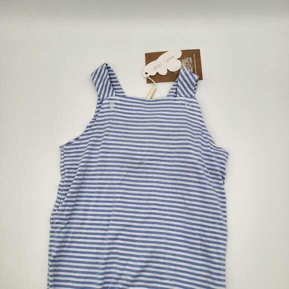 ANGEL DEAR Baby 3-6M Blue White Striped Overalls Romper Viscose Bamboo NWT - Picture 3 of 5